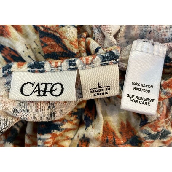 Cato Blouse Sz Large Top Distressed & Cropped w/ Silver Studs on Front Western - Picture 9 of 11